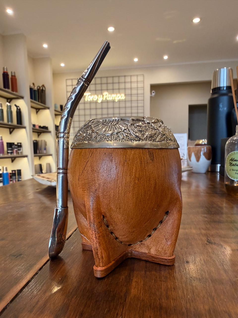 Mate Torpedo Jaspeado Virola Cincelada